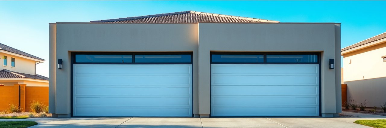 Modern garage doors at a home in Gilbert, AZ - find 5 star garage repair.
