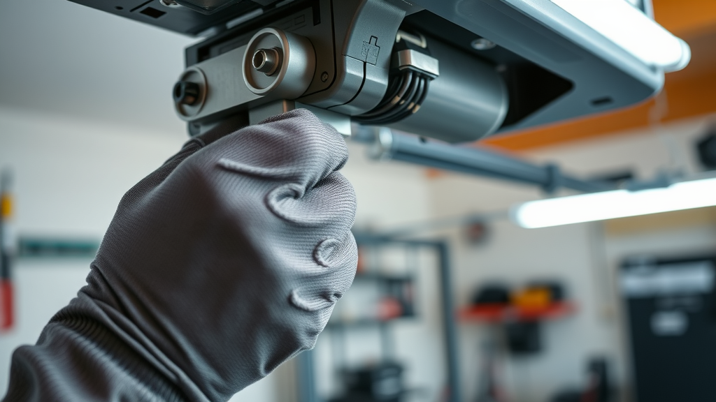 Expert hands repairing garage door opener mechanism Santa Clara CA