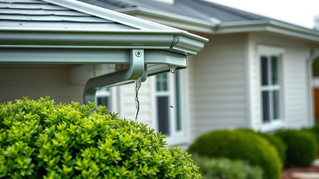 Clean seamless gutter installation on modern home with rainwater drainage