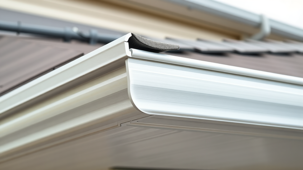 Close-up of seamless aluminum gutter after expert gutter installation