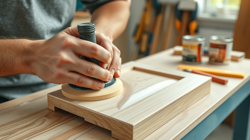 Skilled painter refinishing cabinet door highlights cabinet refinishing services
