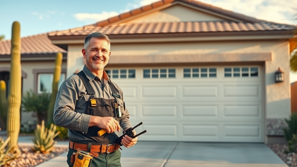 Professional garage door installation near Queen Creek AZ, installer working on new door