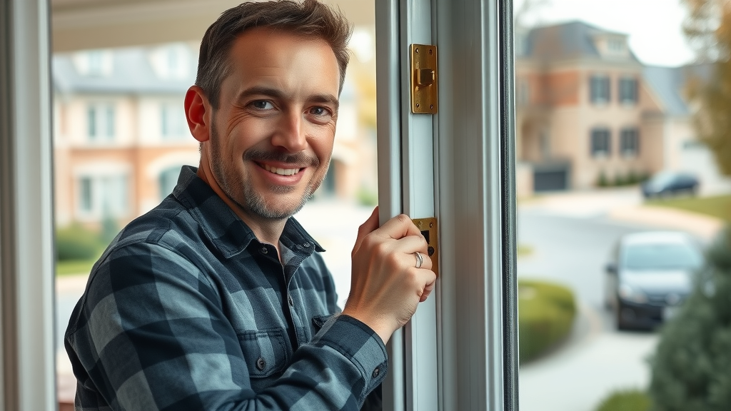 Reliable Summit NJ door installer adjusting secure entryway door