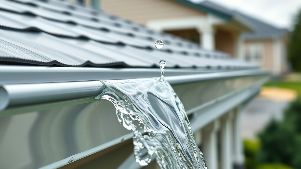 Close-up of seamless aluminum gutter during professional gutter installation in Jacksonville, FL.
