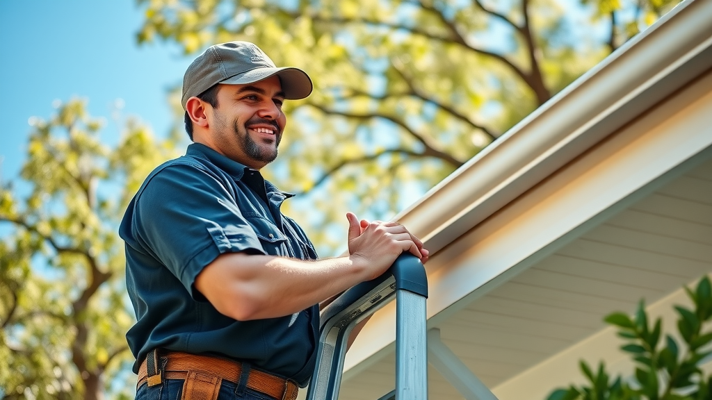 Gutter installation expert fitting gutters on a Jacksonville, FL home.