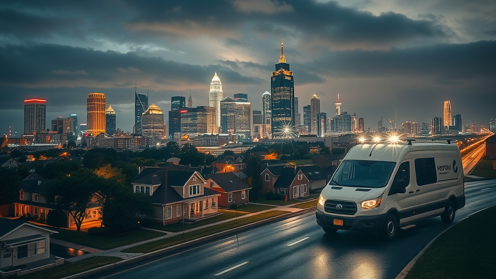 Houston, TX city illuminated at night, showing need for 24/7 electrical repair.