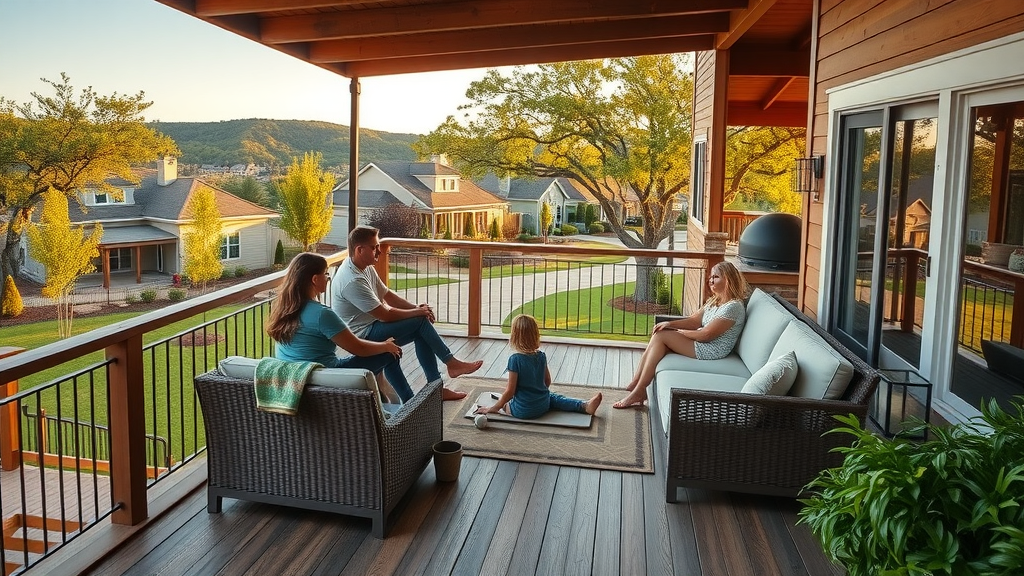 Family enjoying a custom deck in Austin TX overlooking hill country