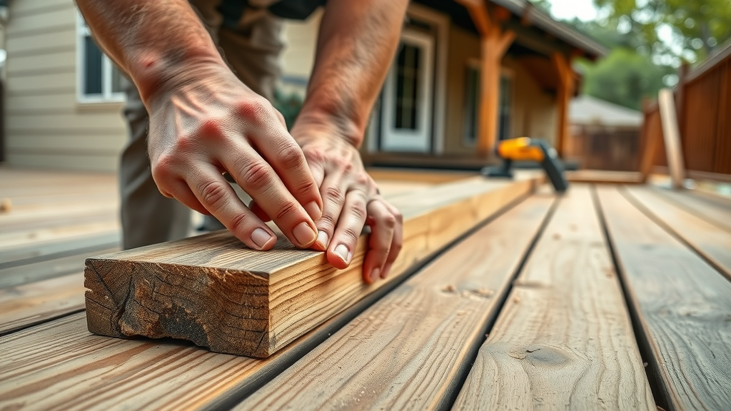 Deck builder near Austin TX installing premium cedar decking up close
