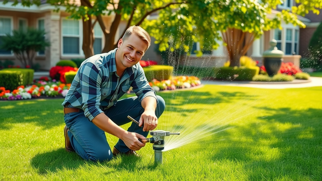 How to find a trusted residential irrigation maintenance company in Dallas, TX â technician servicing home sprinkler system