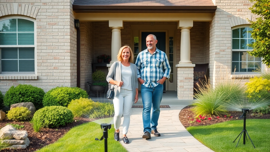 Dallas couple meeting trusted residential irrigation maintenance company for sprinkler advice