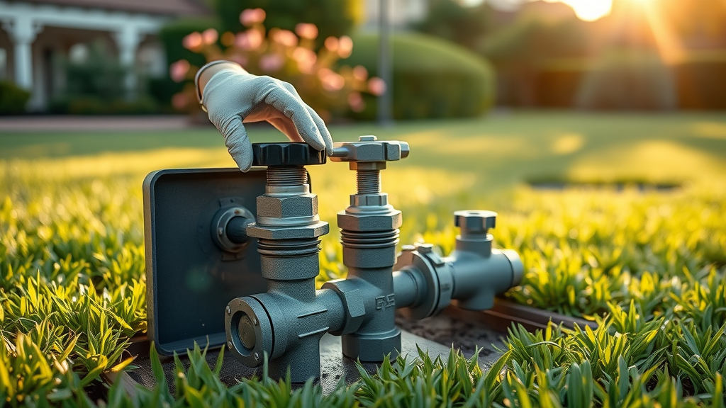 Closeup of irrigation maintenance work by trusted company in Dallas, TX yard