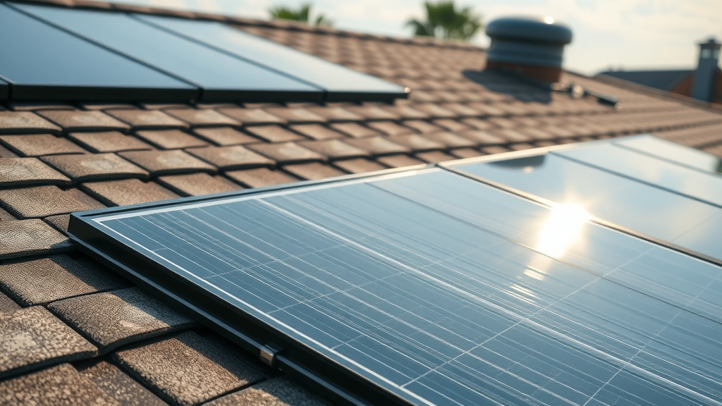 Highly detailed Sunmade Roofing solar panels and electric roof in Fresno