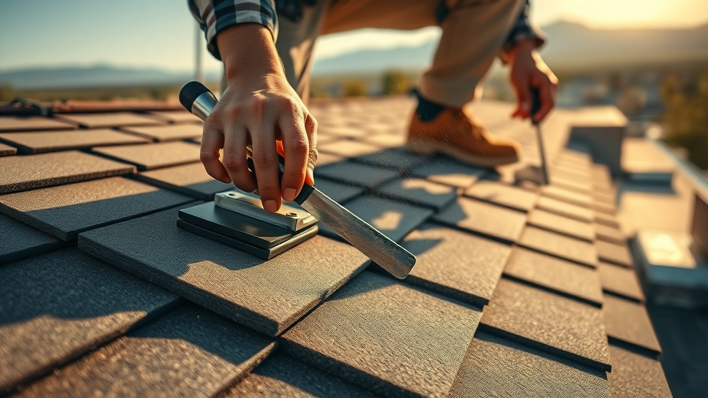 Closeup of Overson Roofing craftsman installing quality shingles in Phoenix