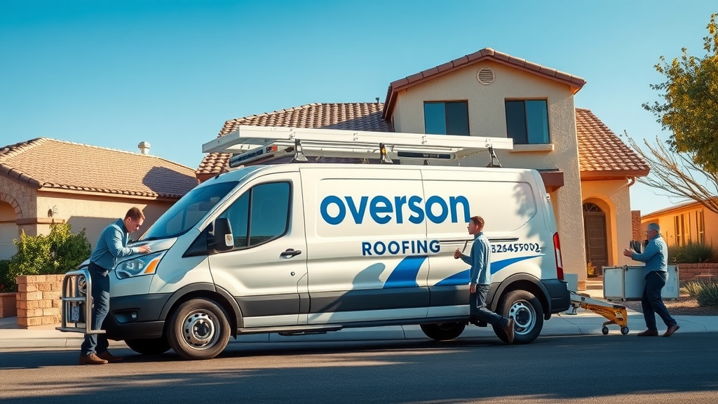 Overson Roofing team arriving at Mesa home for roofing service call