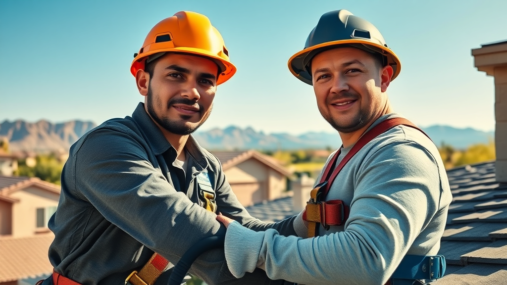 Right Way Roofing Inc. technicians expertly repairing Phoenix roof.