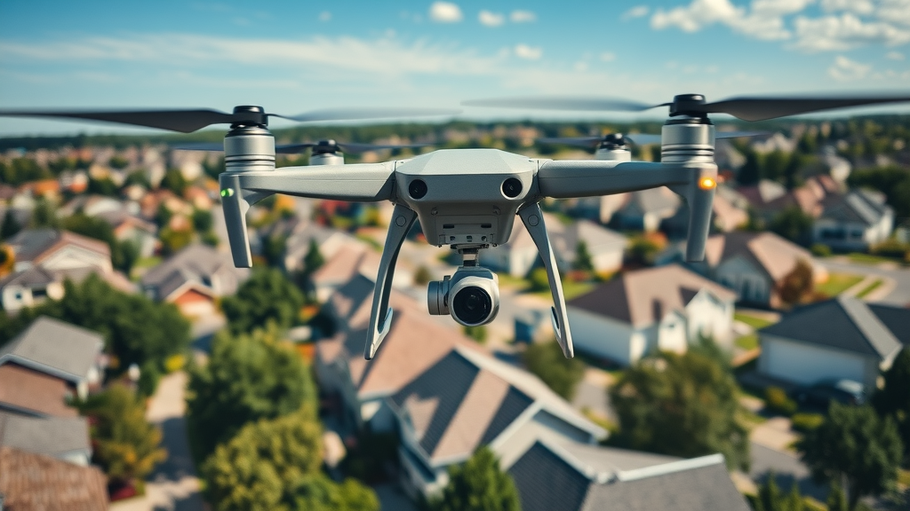 Drone capturing roof estimates in Chesapeake VA neighborhood