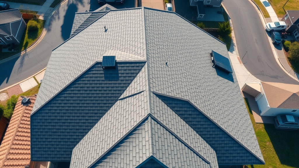 Overhead drone perspective of residential roofing in Chesapeake VA