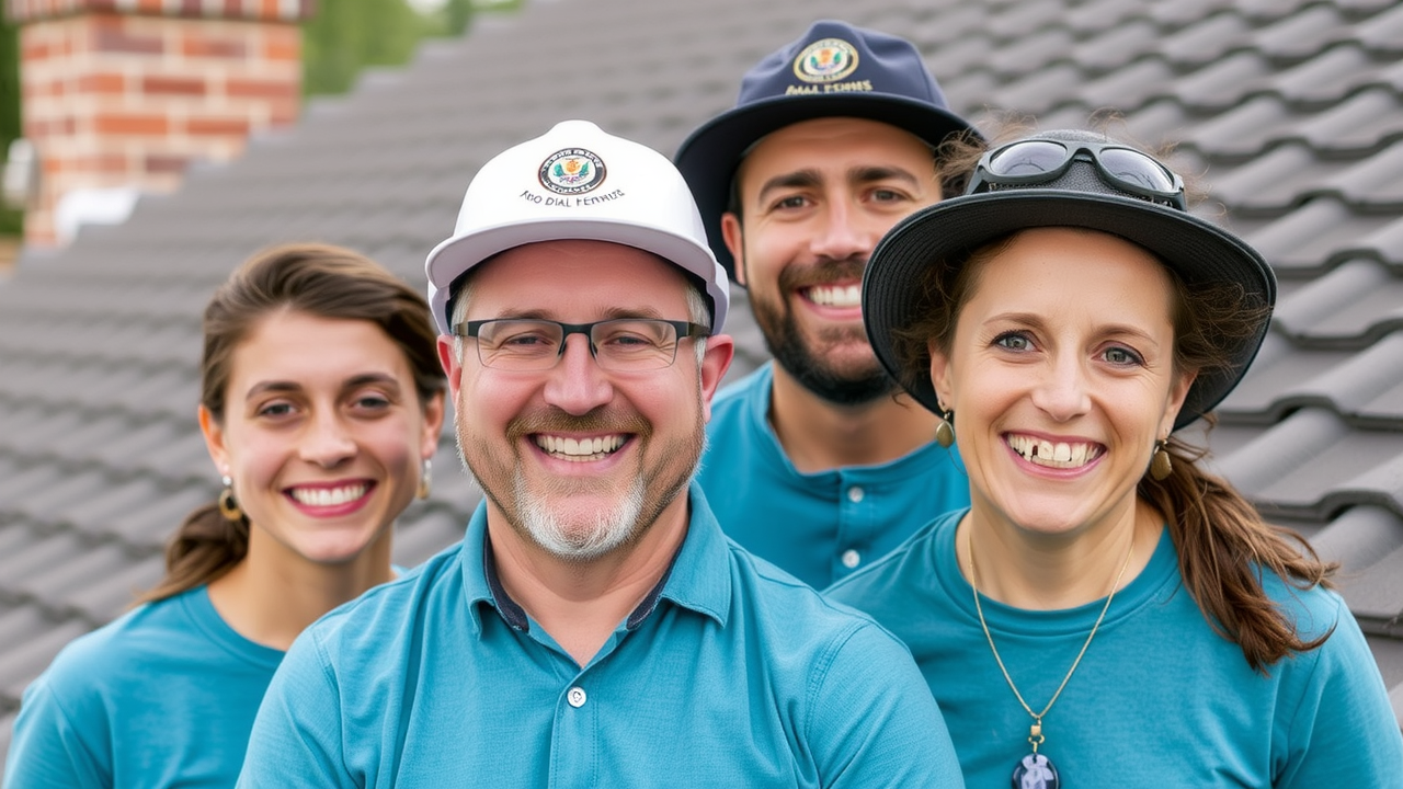Skywalker Roofing Company team with awards, symbolizing trusted roofing service