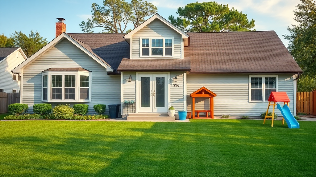 Upgraded siding on family home in Livonia MI, backyard and sunshine