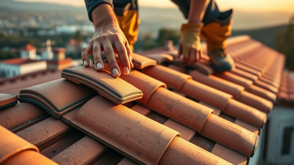Expert installing clay tile roof services in Los Angeles hillside