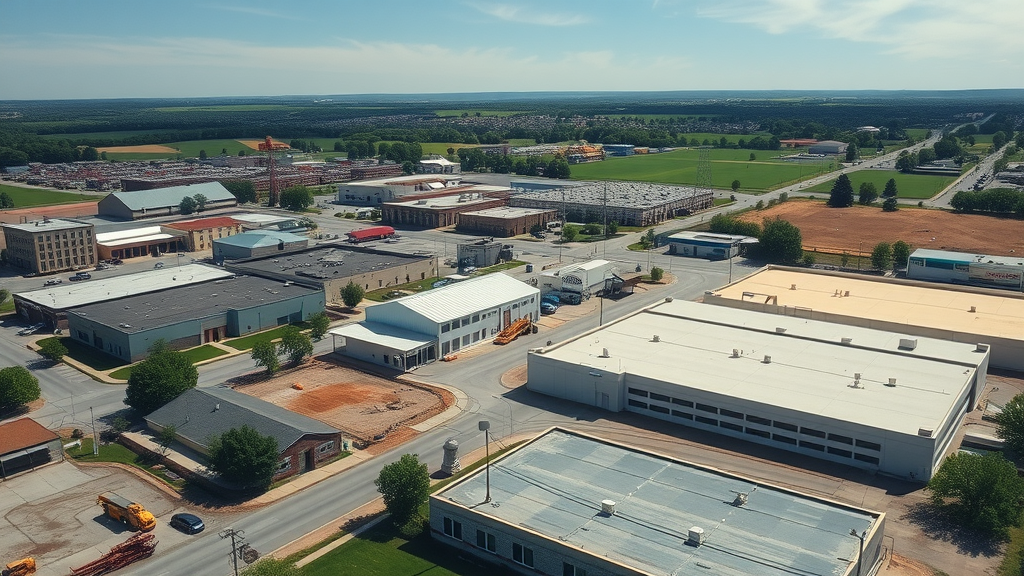 Aerial of commercial roofing and construction projects in Nicholasville, KY