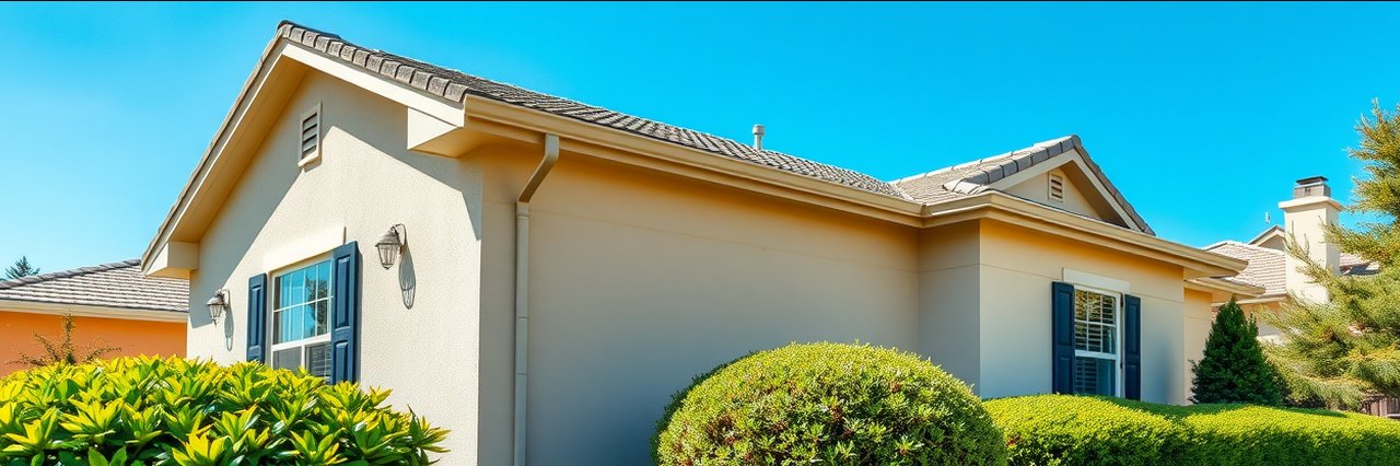 Suburban home with recently repaired soffit in Romulus, MI, sunny day