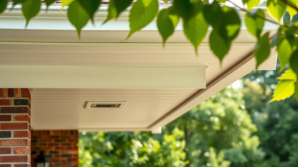Freshly repaired soffit on brick home, soffit repair or refurbishment in Romulus, MI