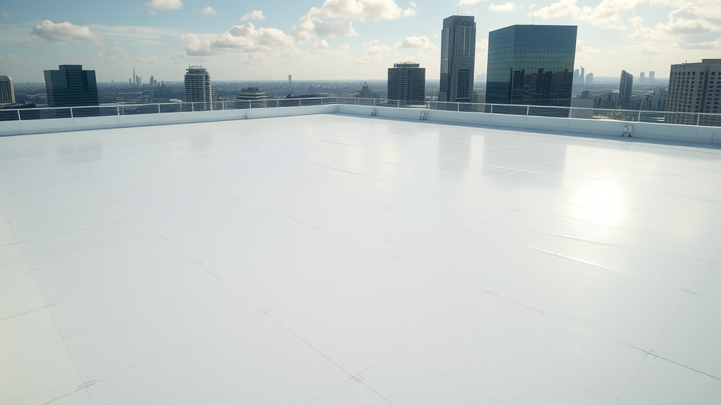 Modern flat commercial roof with single-ply membrane showcasing energy efficiency