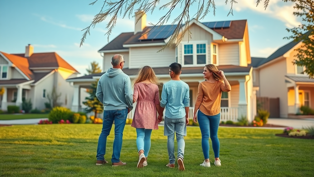 Family admires new solar roofing services in Clemmons, NC outside their energy-efficient home