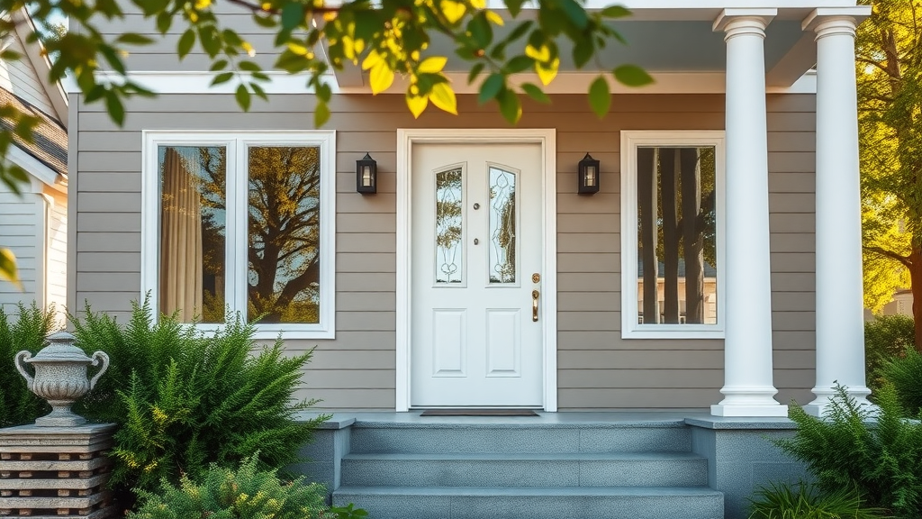 Exterior home remodeling showcasing modern windows, doors, and curb appeal.
