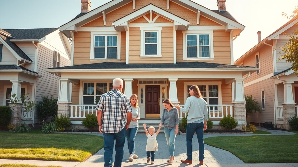 Family admires upgraded exterior home remodeling boosting curb appeal.