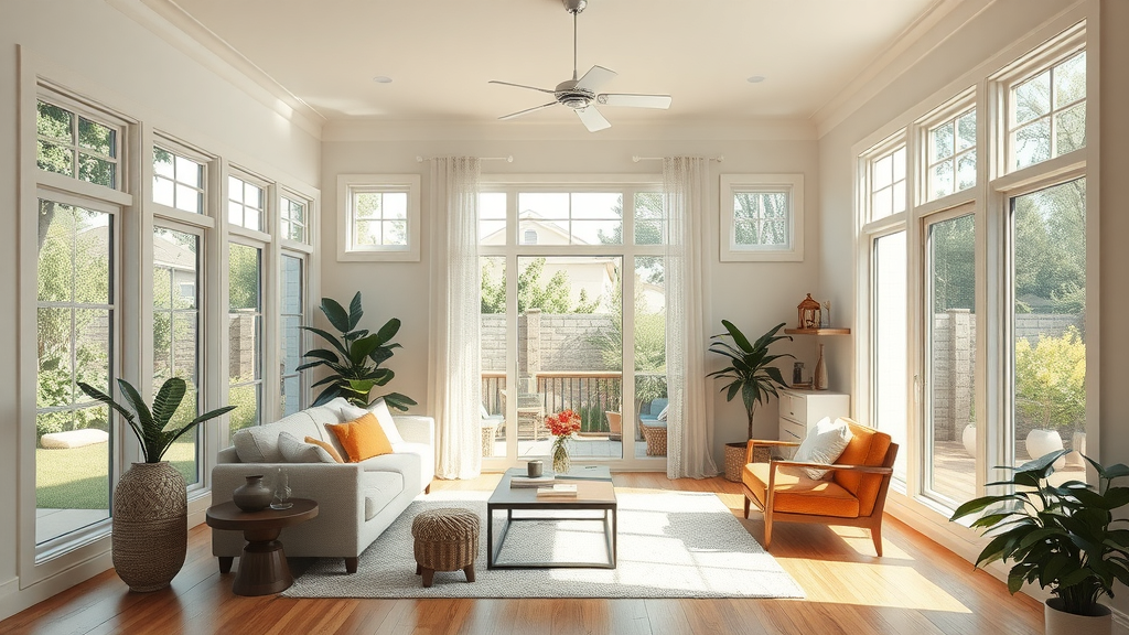 Sunlit Fort Worth, TX living room with perfectly cleaned, gleaming windows
