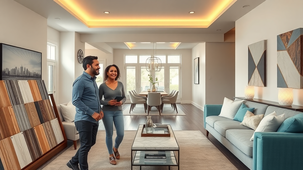 Flooring design consultation in Nashville, TN living room with designer and clients