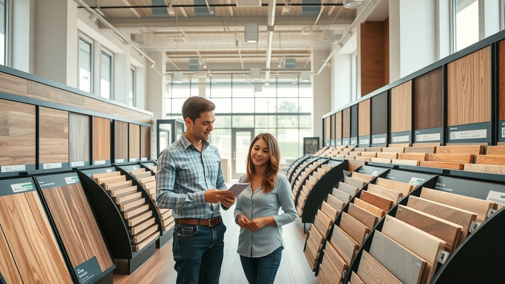 Flooring design consultation in Nashville, TN showroom with consultant and couple