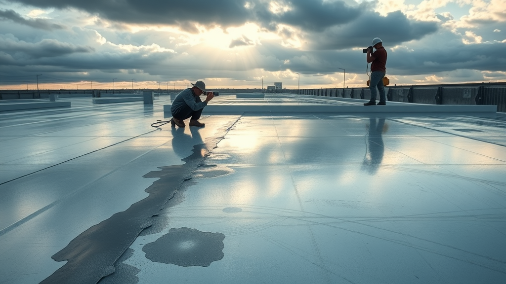 Storm repair on commercial roofing near Wake Forest, NC with detailed inspection