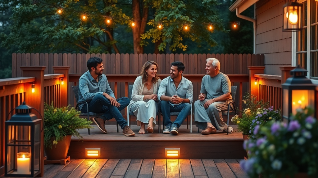 Deck patio lighting adds safety and warmth for family evenings outdoors