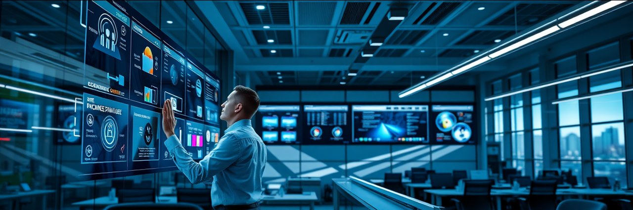 Advanced lighting control systems in Austin, Texas modern office with technician.