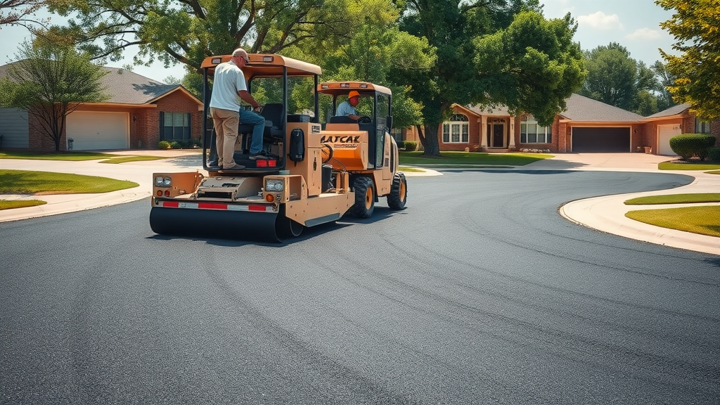 Skilled crew performing asphalt paving services near Oklahoma City OK