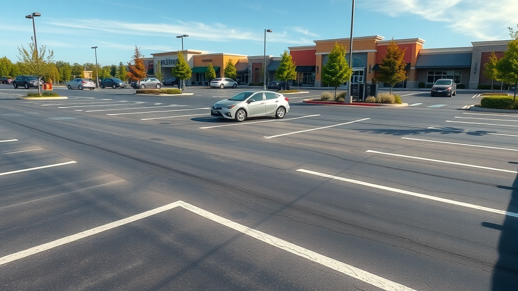 Pristine parking lot after asphalt paving near Oklahoma City OK