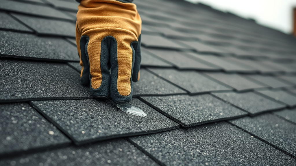 Inspector examines Tulsa roof for subtle hail damage to improve repair and insurance claim.