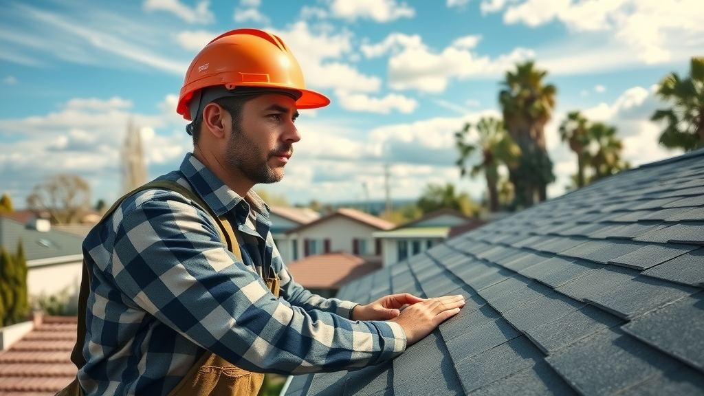 Professional roofing contractor in Campbell, CA inspecting a residential roof.