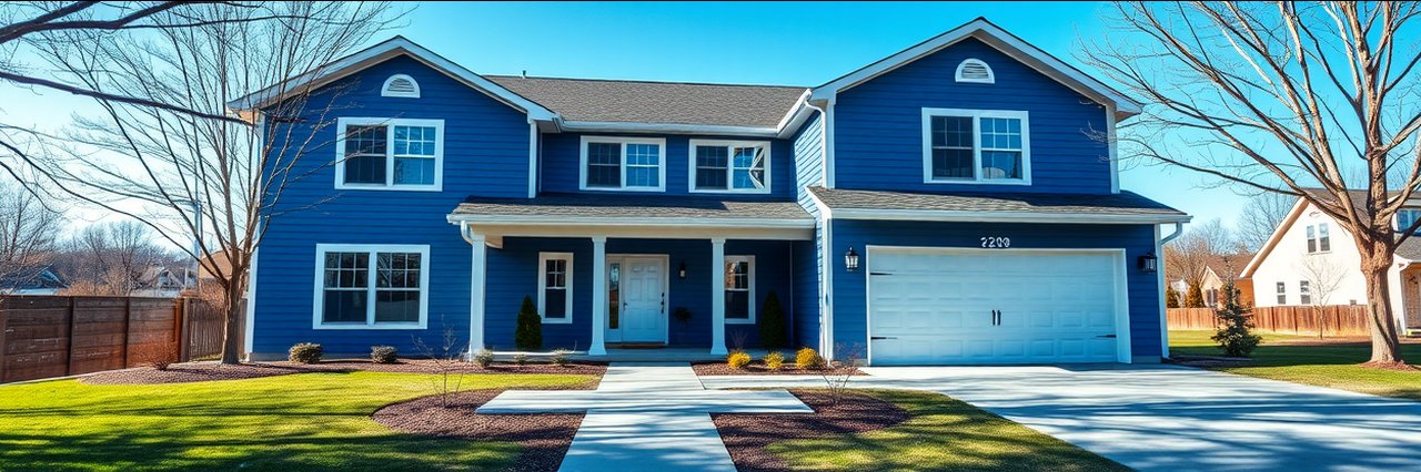 Remodeled suburban home by home remodeling company in Sussex, WI with blue siding