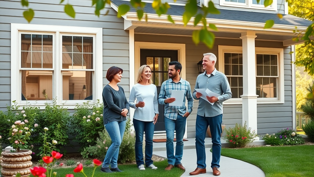Home remodeling company in Sussex WI consulting with homeowners outside renovated home