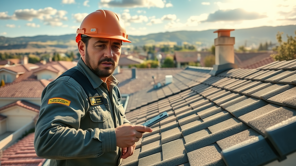 Roof inspections in Northridge, CA, professional roofer checks sunlit rooftop