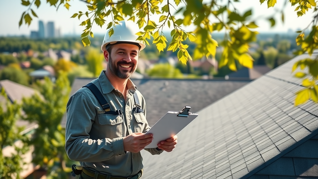 Experienced roofing contractor in Cincinnati, OH inspecting suburban home roof