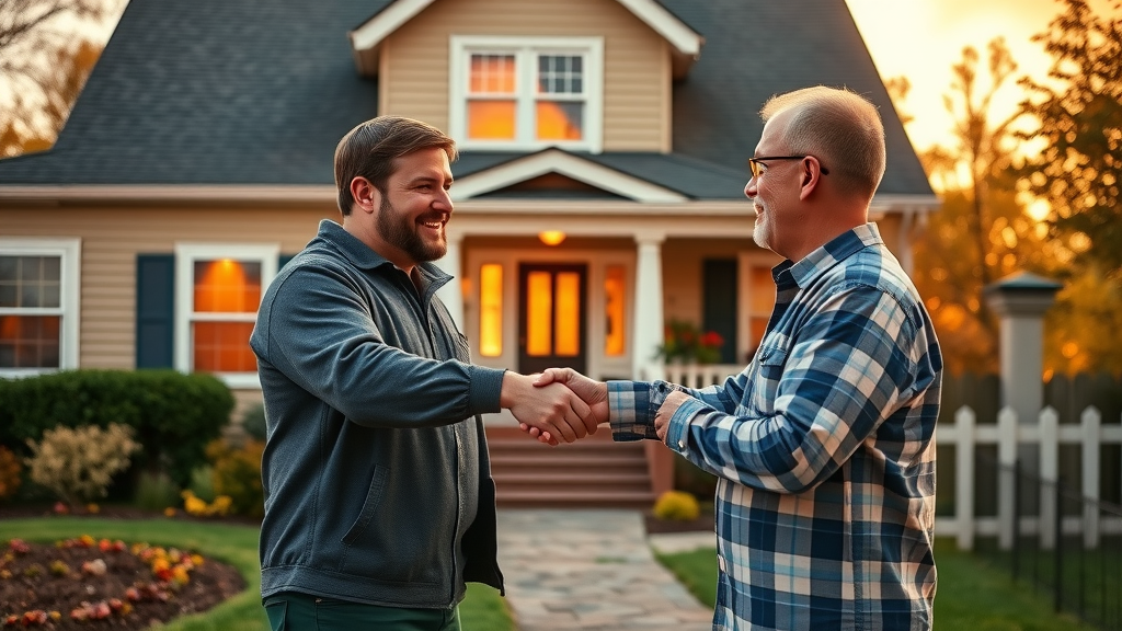 Cincinnati, OH roofing contractor shaking hands with happy homeowner