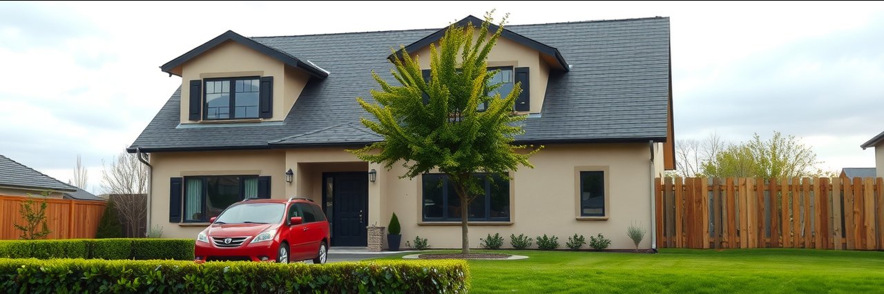 Modern home showcasing residential roofing in Suffolk, VA with manicured yard.