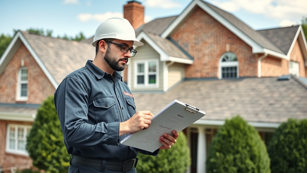 Roofing professional inspects residential roofing in Suffolk VA