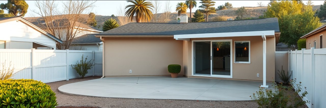 Suburban home patio area needing outdoor patio cover services near Carlsbad, CA