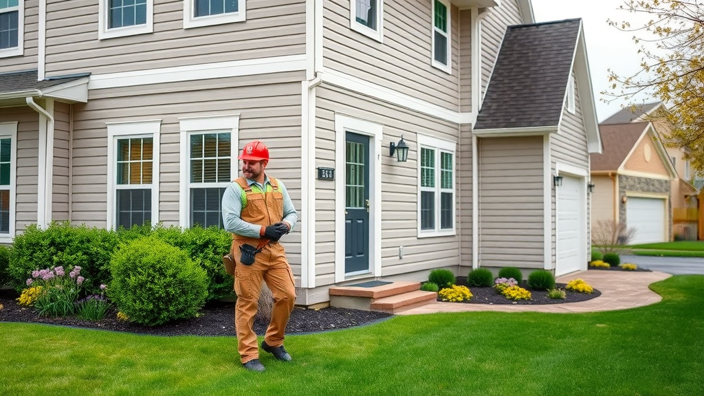 Professional siding contractor in Macedonia, OH inspecting new home siding